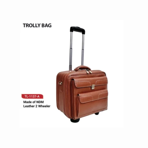 Custom Leather Trolley luggage Bag
