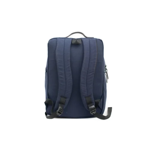 Canvas Laptop Travel Backpack in Navy Blue, Backside