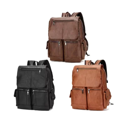 Custom Vintage Genuine Leather Laptop Backpack Three Colors