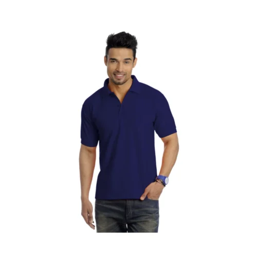 Rice Knit Sports Polyester T-Shirt Navy Blue