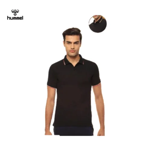 Hummel Dual Tip Cotton Polo T-Shirt in Black
