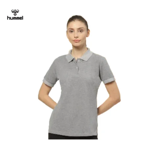hummel Women's Pique Polo T-Shirt in grey