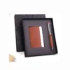 Compact Card Holder & Pen Gift Set in Brown