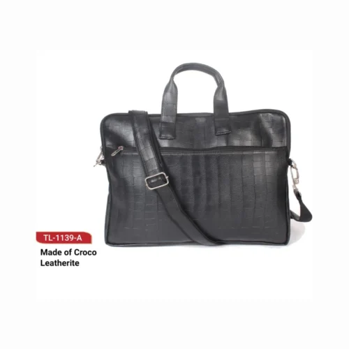 Custom Croco leatherette Bag in Black
