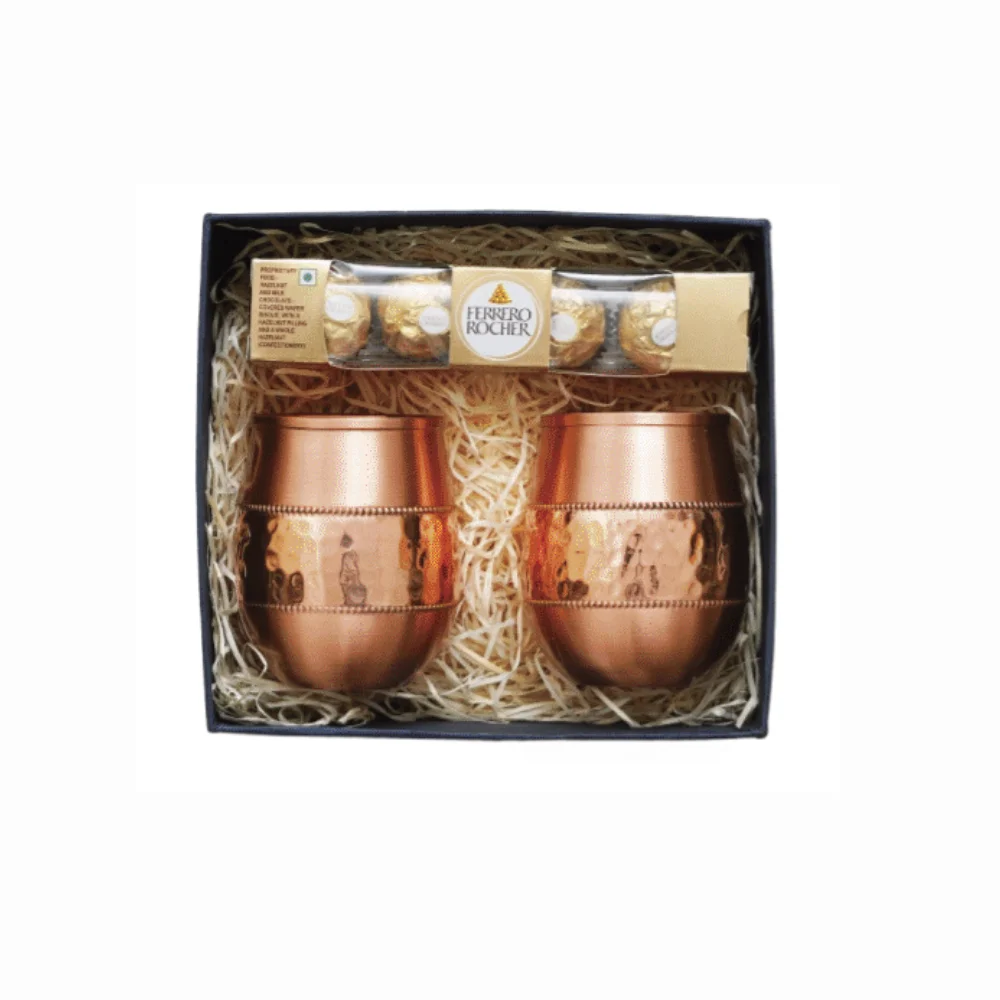 Copper Glasses & Chocolate Gift Set