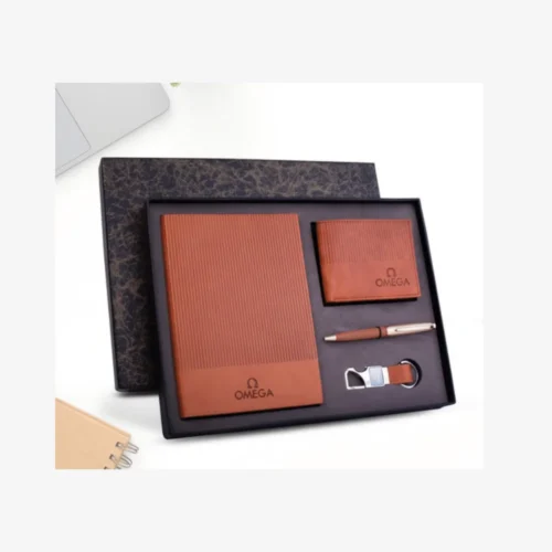 Imported Gift Set in Leather Brown