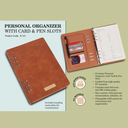 PU Cover Organiser with Card & Pen Slot