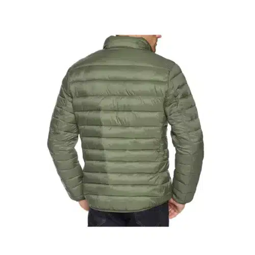 Customized Bomber Puffer Jacket in Petrol Green Backview