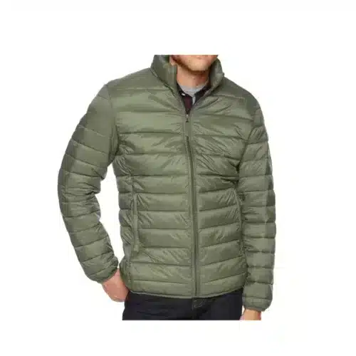 Customized Bomber Puffer Jacket in Petrol Green