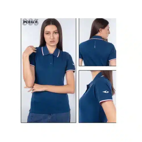 Custom Police Women's Polo T-Shirt in Airforce Blue