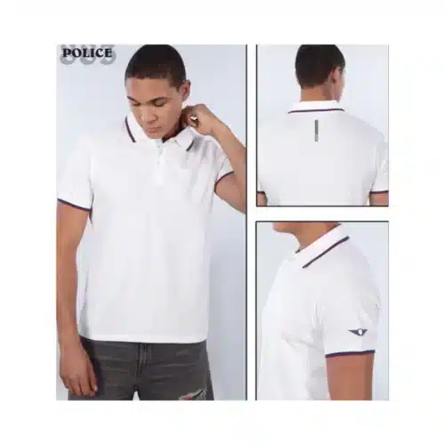 Customized Police Polo T-Shirt in White