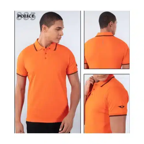 Customized Police Polo T-Shirt in Orange