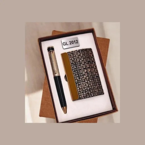 Black Gold Matti Pen & Card Holder Gift Set