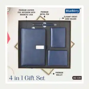 4in1 Navy Blue Leatherette Gift Set