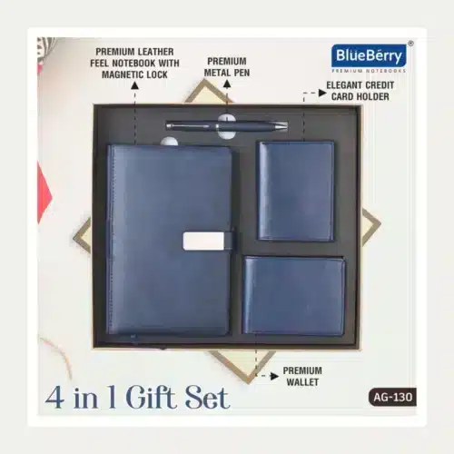 4in1 Navy Blue Leatherette Gift Set