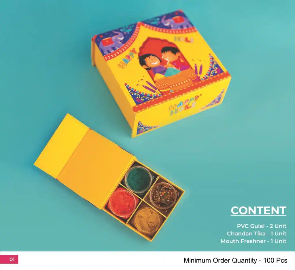 3in1 Gulal Gift Set(PVC Gulal, Chandan Tika, Mouth Freshner)