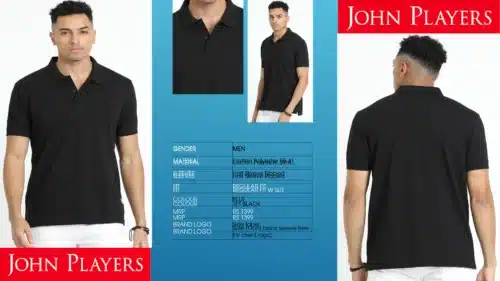 John Player Customized Polo T-Shirt in Black