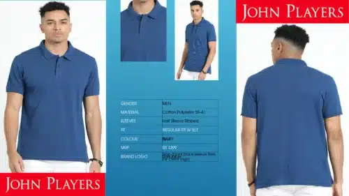 John Player Men's Customized Navy Blue Polo T-Shirt