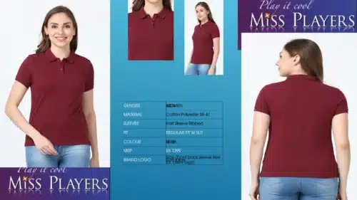 John Player Women's Customized Polo T-Shirt in Maroon