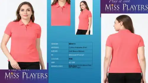 John Player Women's Customized Polo T-Shirt in Peach Pink