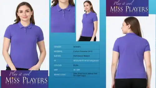 John Player Womens Customized Polo T-Shirt in Purple