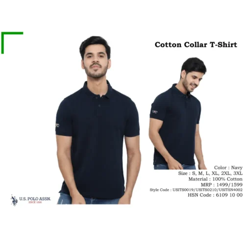 Customized US Polo T-Shirt Navy Blue