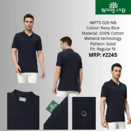 Woodland Navy Blue 100% Cotton Premium Polo T-Shirt