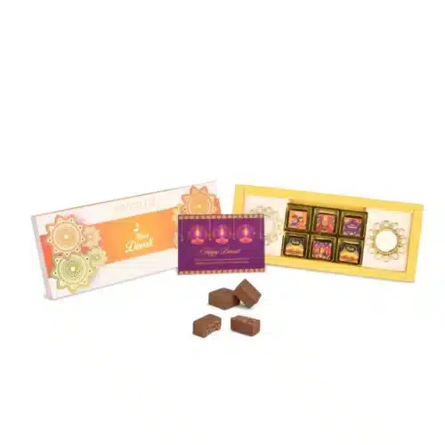 Trufello Diwali Glow Box – 6 Chocolates with Decorative Diyas