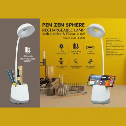 E382e – PenZen Sphere | Rechargeable Lamp with Tumbler & Phone Stand