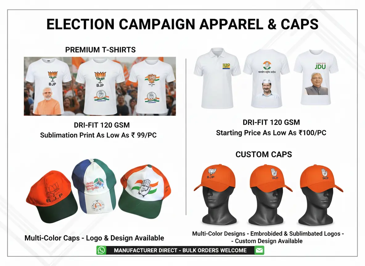 Election Campaign Merchandise - T-Shirts & Caps in Delhi