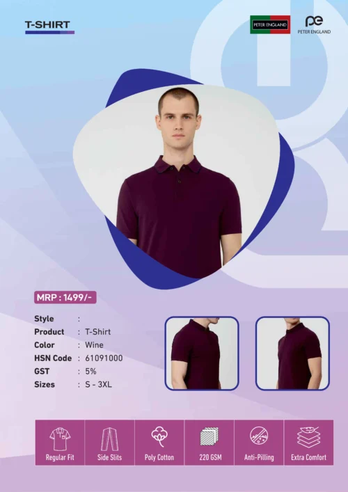 Peter England Wine Corporate Polo T-Shirt