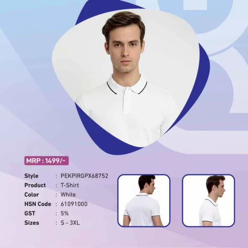 Peter England White Tipping Polo T-Shirt