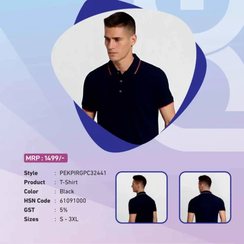 Peter England Black Polo T-Shirt