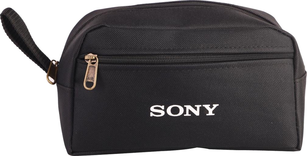 Custom Black Dual-Zip Utility Pouch with Side Handle