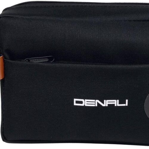 Custom Black Double-Zip Pouch with Contrast Tab