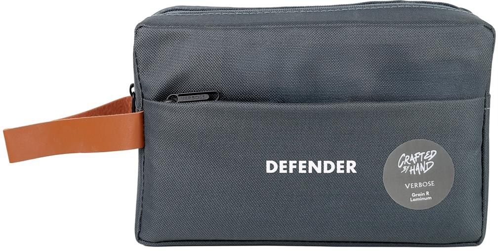 Custom Grey Double-Zip Pouch with Contrast Tab
