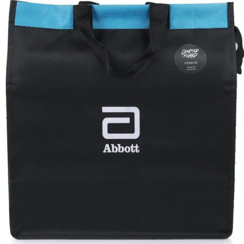Custom Black Polyester Zip Tote with Blue Accent