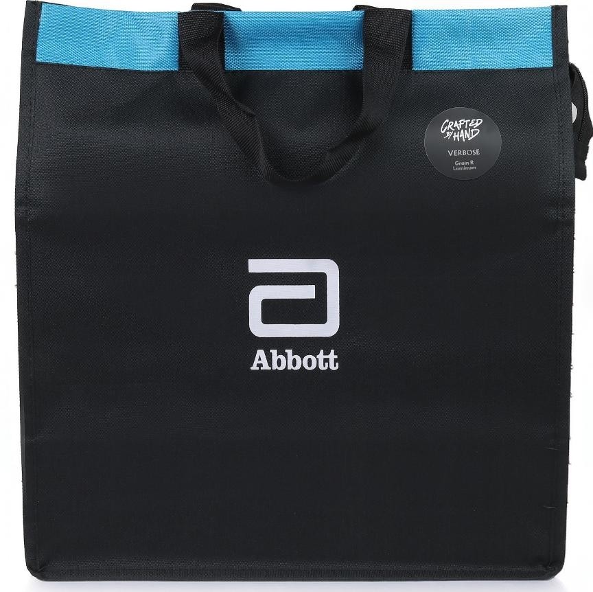 Custom Black Polyester Zip Tote with Blue Accent