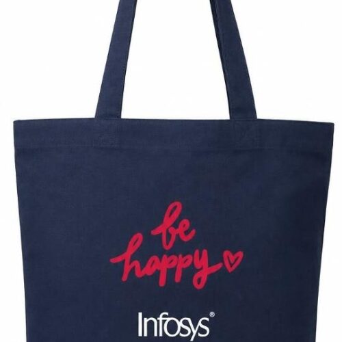 Custom Natural and Navy Two-Tone Canvas Tote