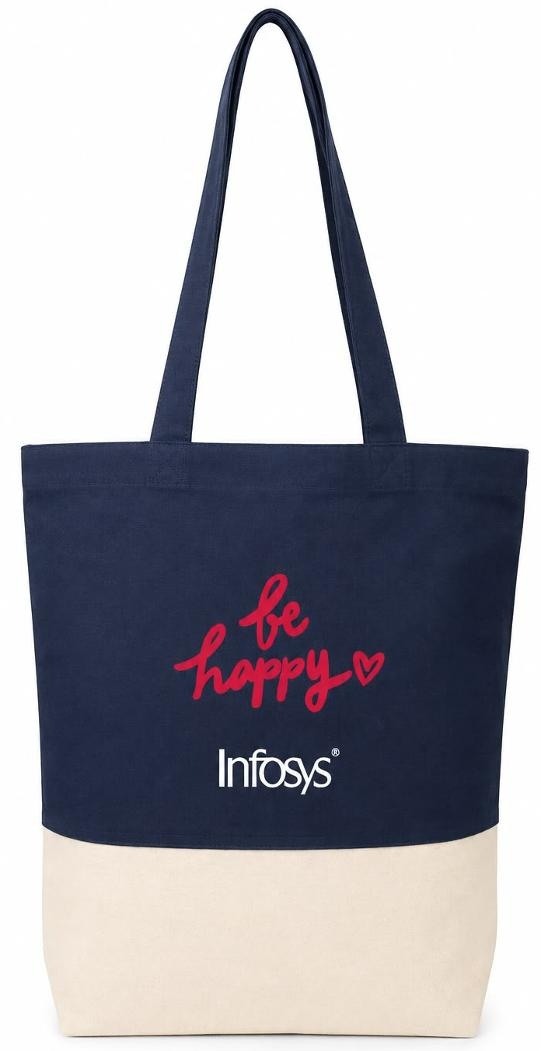 Custom Natural and Navy Two-Tone Canvas Tote
