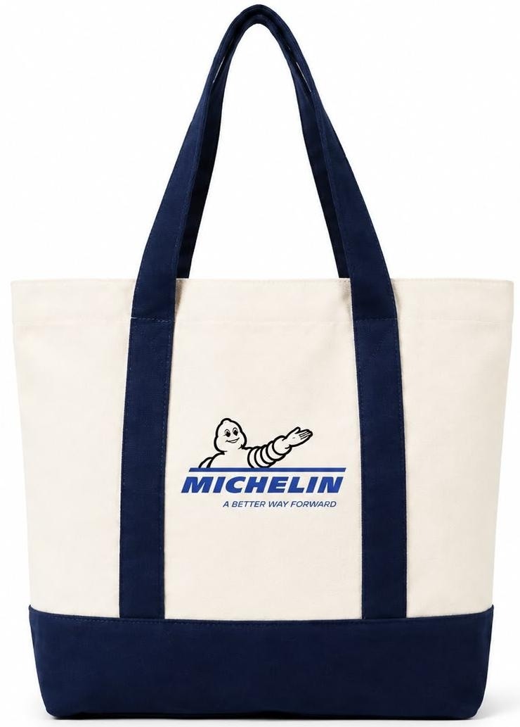 Custom Natural and Navy Canvas Zip Tote with Front Pocket