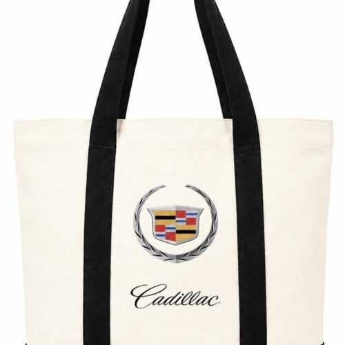 Custom Natural and Black Canvas Zip Tote with Front Pocket