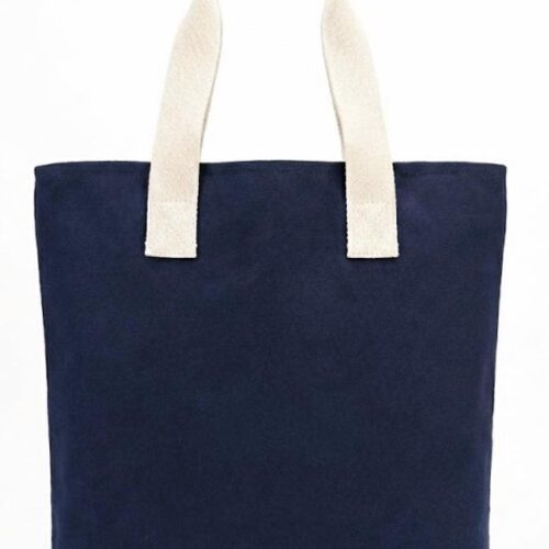 Custom Navy Canvas Tote with Cotton Webbing Handles