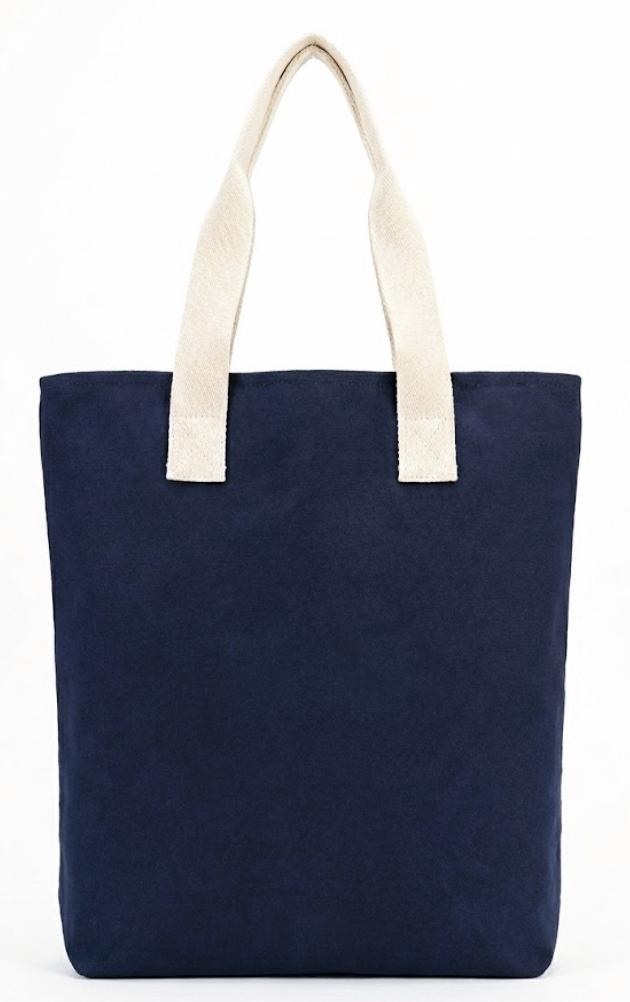 Custom Navy Canvas Tote with Cotton Webbing Handles