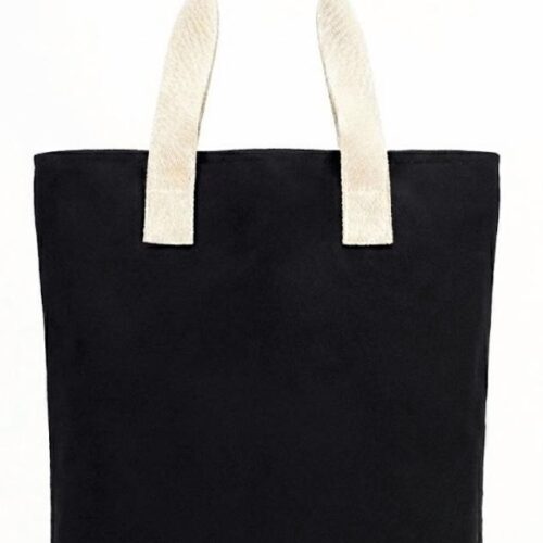 Custom Black Canvas Zip Tote with Front Pocket