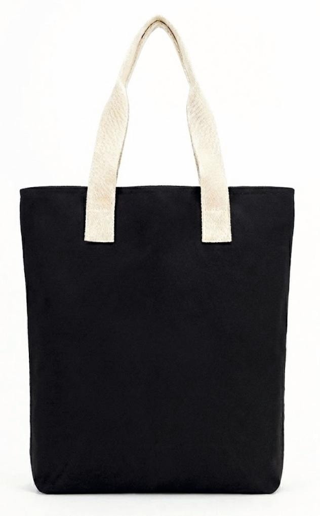 Custom Black Canvas Zip Tote with Front Pocket