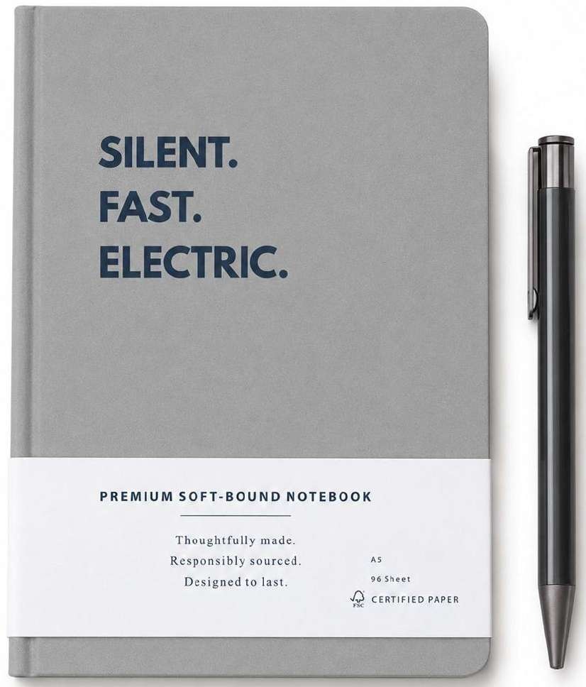 Waxed-Cover Notebook and Metal Pen Gift Set