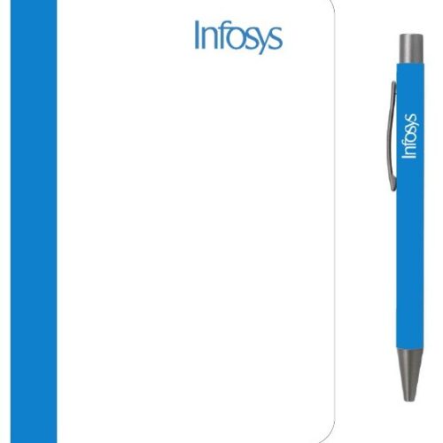 Blue-Accent Digital Notebook and Metal Pen Set