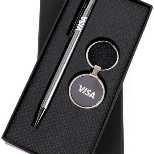 Textured EVA Box Pen and Keychain Gift Set