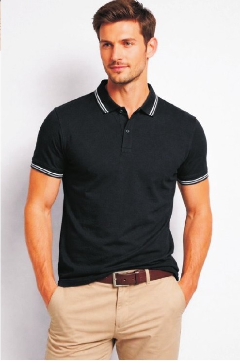 Louis Philippe Black Elegance Corporate Polo T-Shirt